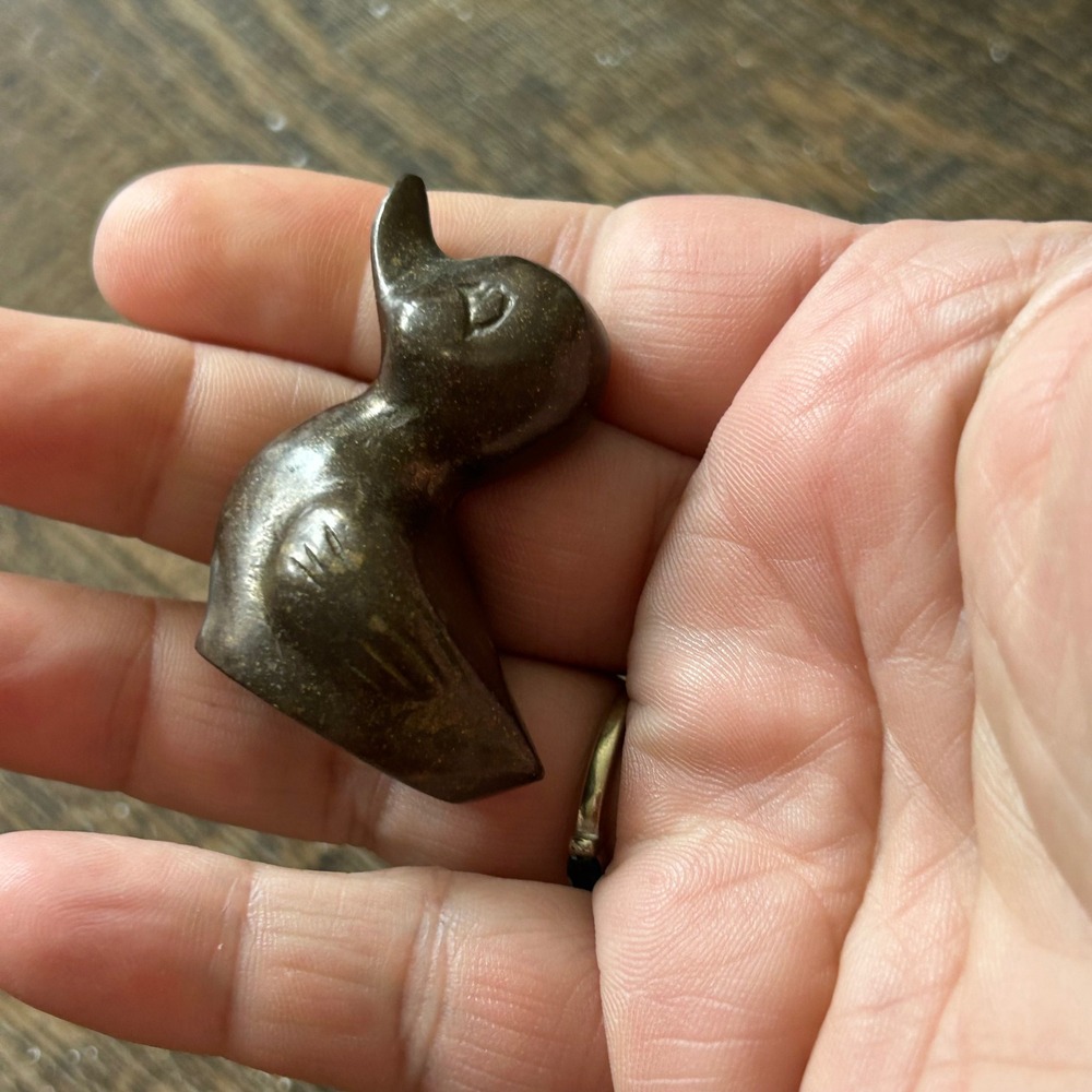 Vintage Brass Duck Figurines Set of 2 Mid Century Modern Taiwan Patina Bird - Picture 6 of 8